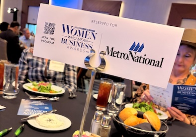 WWMB PIC 1 Table sign for the Houston Business Journal Women Who Mean Business Awards at a MetroNational-hosted table